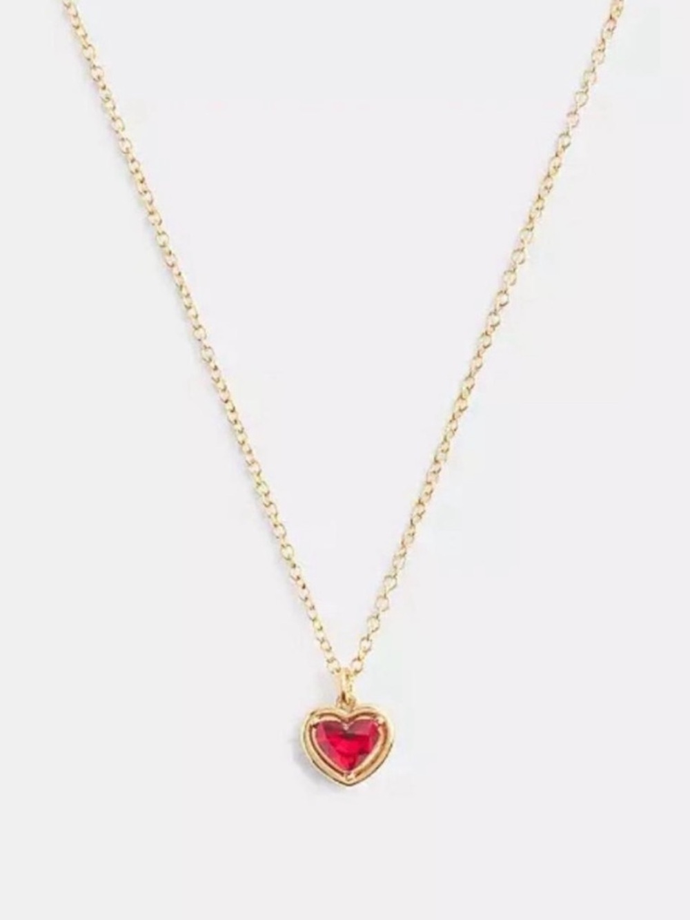 NWT! COACH Red Stone Halo Heart Pendant Necklace - Picture 2 of 5